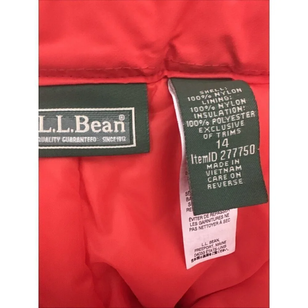 LL Bean Kids Snow Pants Orange Insulated Thinsulate Size 14